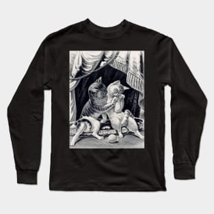 Kittens in love vintage drawing in black and white Long Sleeve T-Shirt